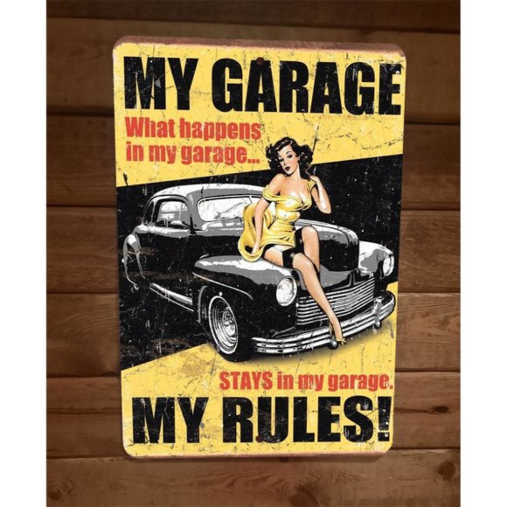 My Garage My Rules 8x12 Metal Wall Garage Sign Poster‎